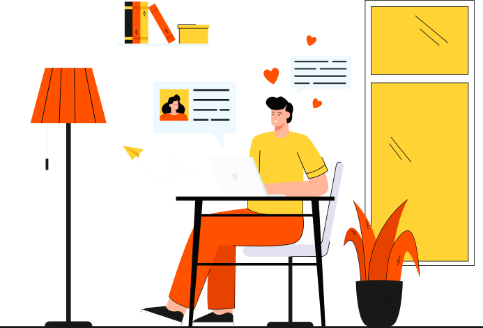 Writer working at a desk illustration